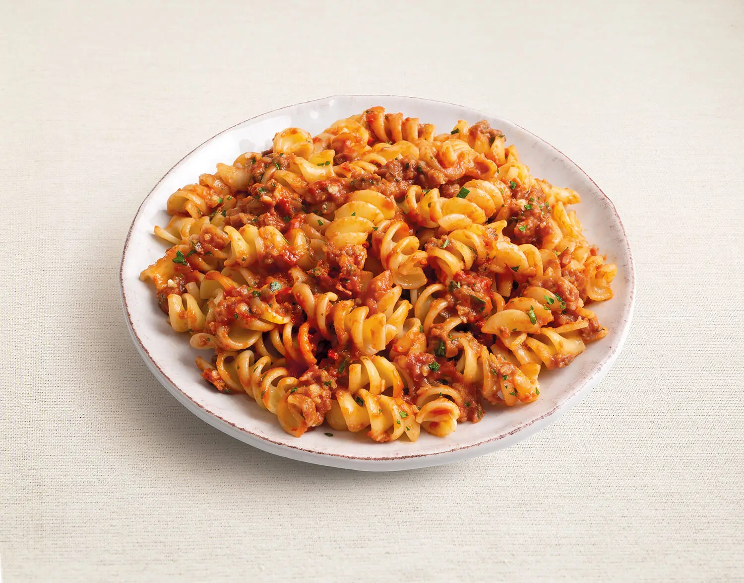 Fusilli with dried cherry tomatoes and almonds