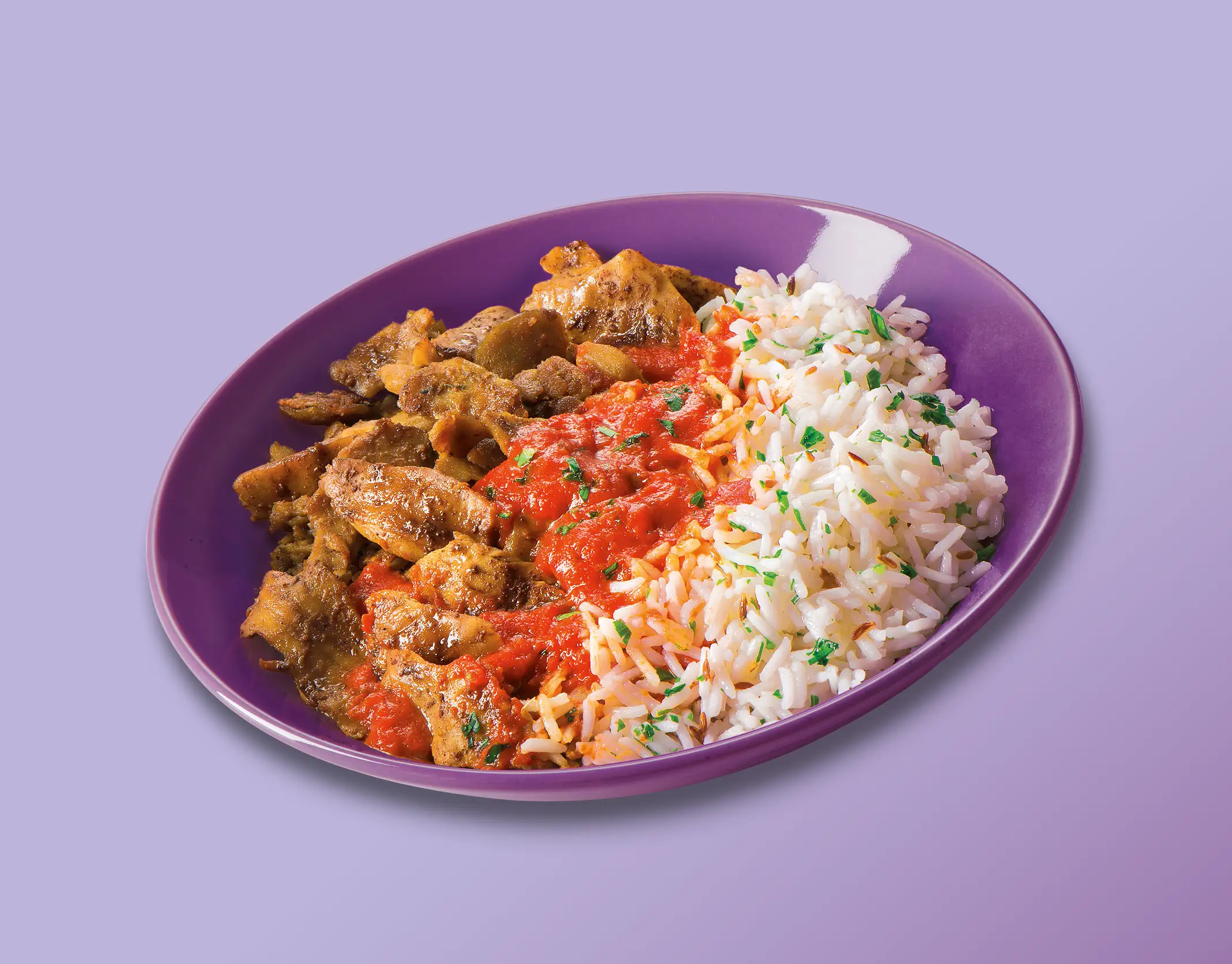 Kebab Veg in a red sauce with Basmati rice