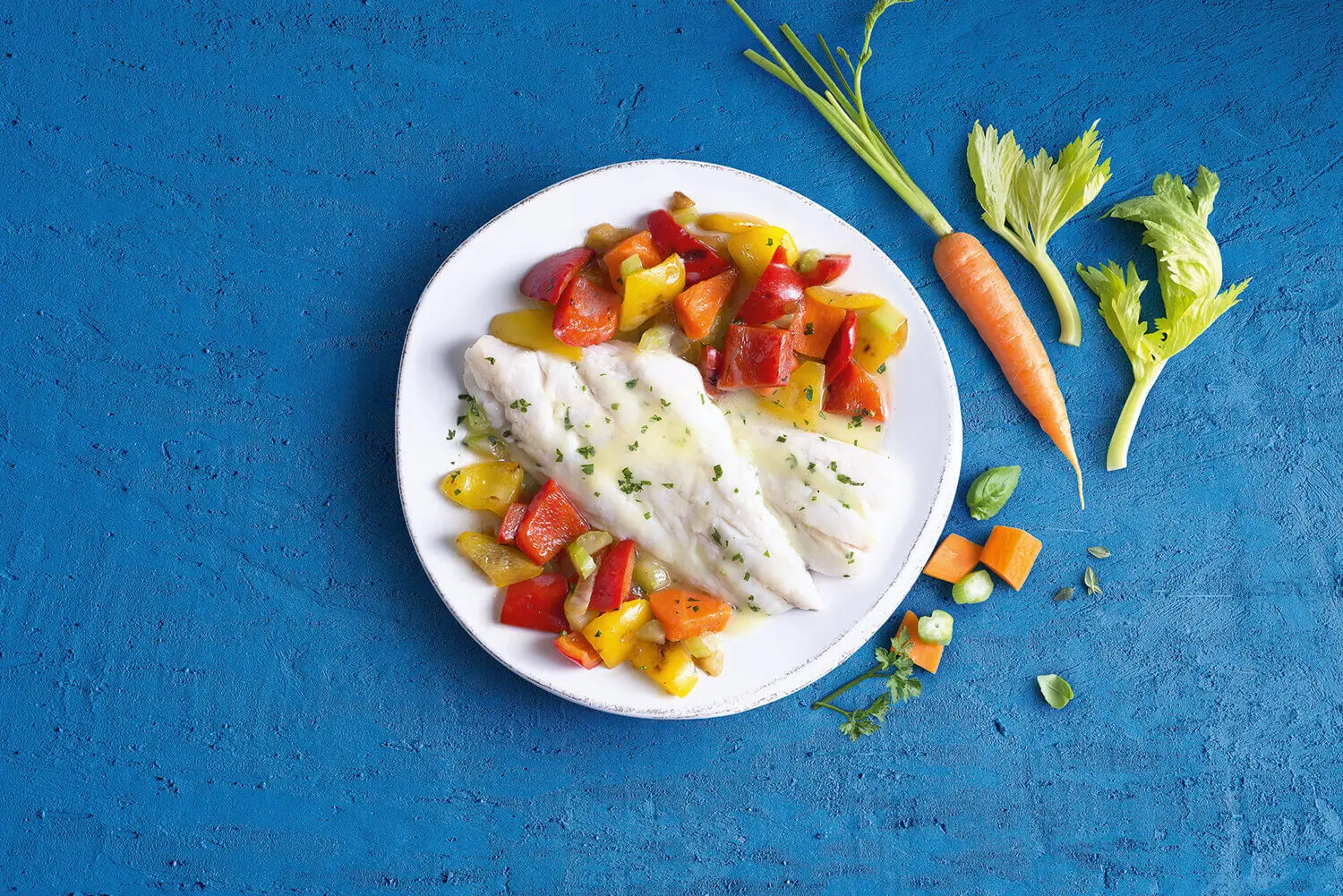 Cod with chopped vegetables